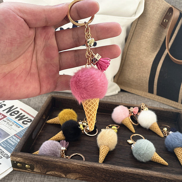 Wholesale 50PCS Ice Cream Cartoon Plush Key Chain Pendant